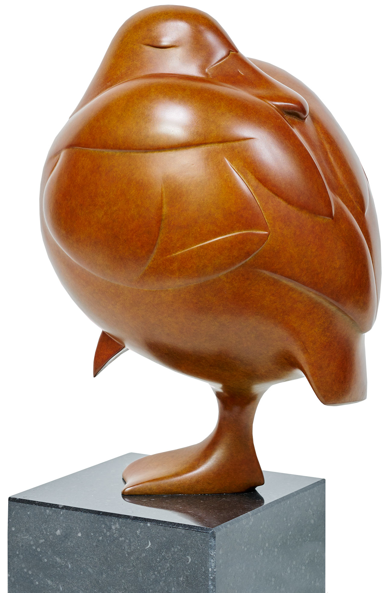 Skulptur "Schlafende Ente Nr. 5", Bronze braun