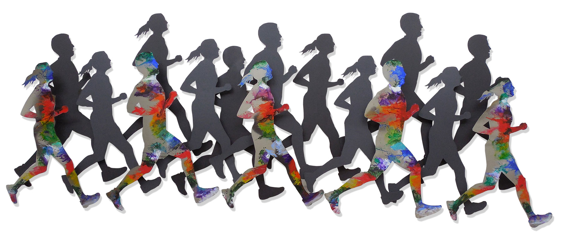 Wandskulptur "Runners", Stahl von C. Jeré