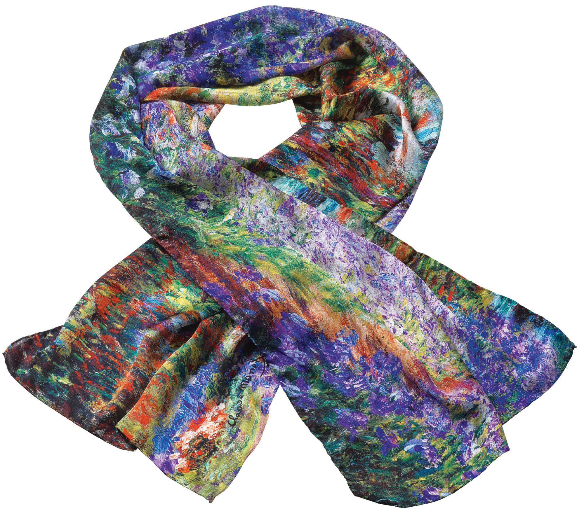 Silk scarf "Irises in Monet's Garden" by Claude Monet