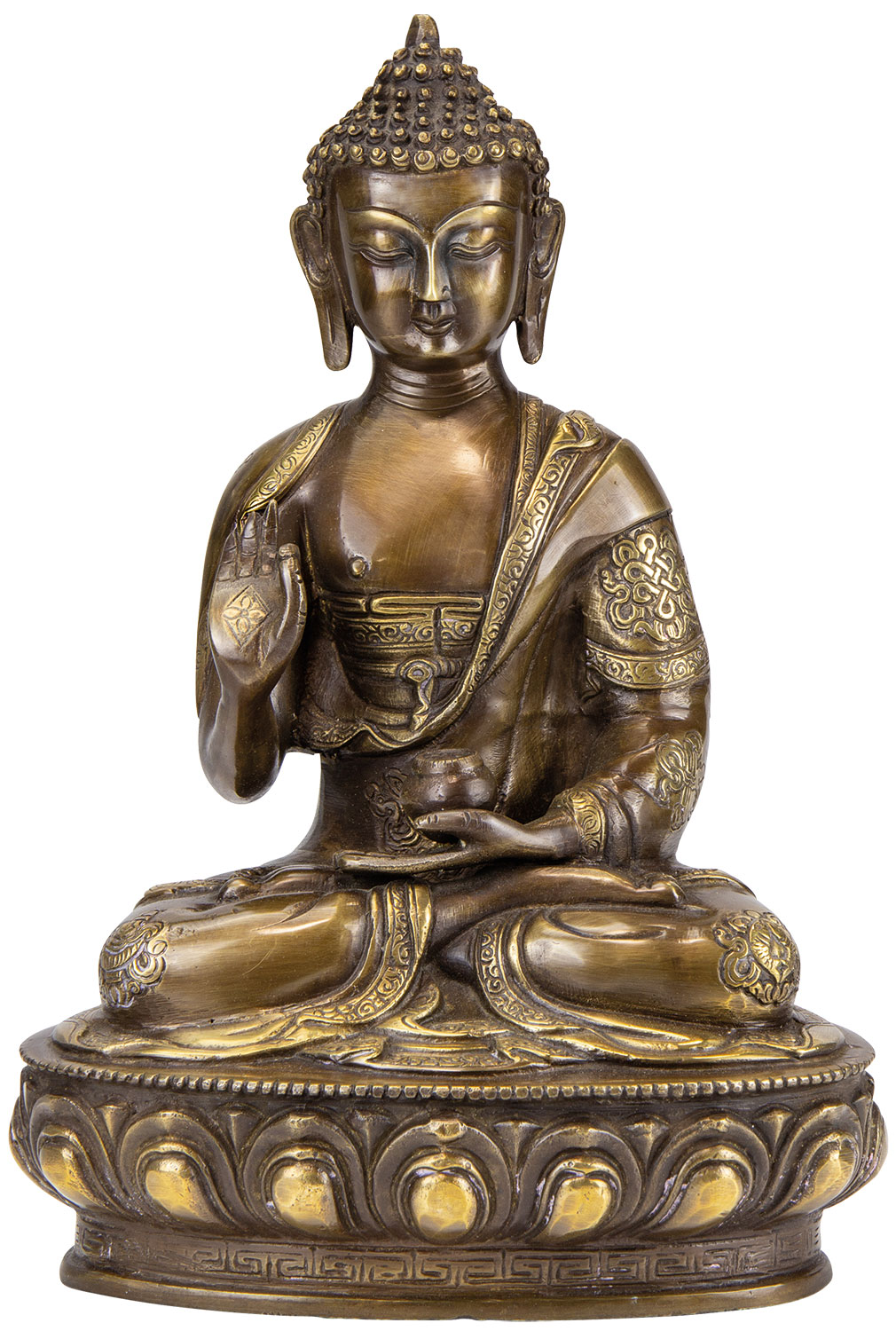 Messingskulptur "Kanakamuni Buddha - der Gold-Weise"