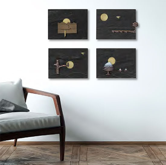 Set of 4 wall objects "Seasons Cycle" by Klaus Börner