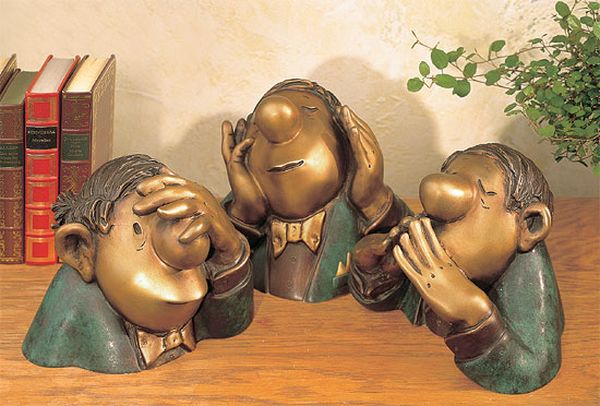 Skulpturen "Die drei Charakterköpfe", Version in Bronze von Loriot