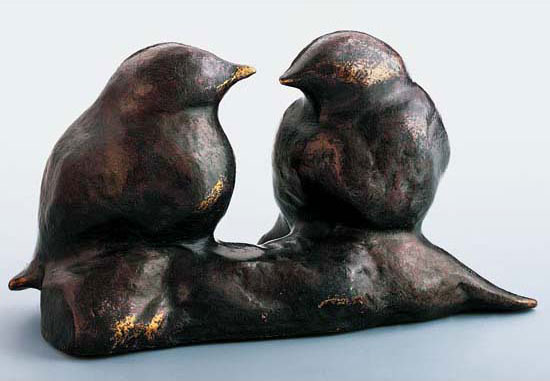 Skulptur "Spatzen", Bronze von Mechtild Born