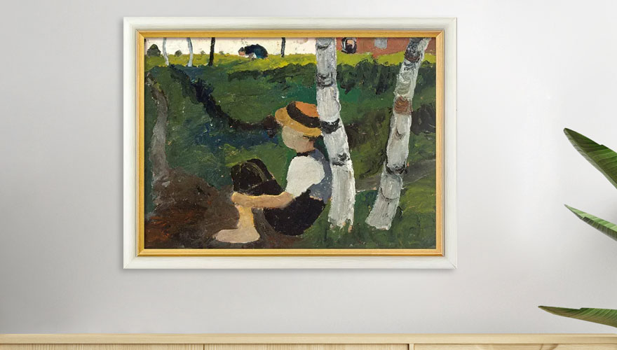 Paula Modersohn-Becker: Bild "Knabe am Weg unter Birken"