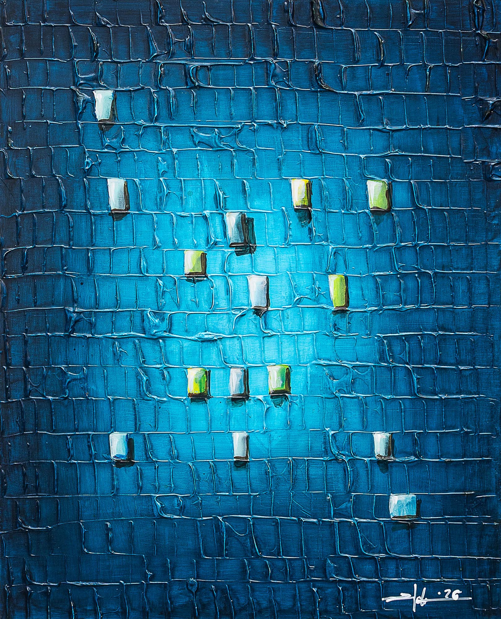 Danny Frede: Bild ‚Pixels / blau‘ (2026) (Unikat) – Art.-Nr. 961232.00