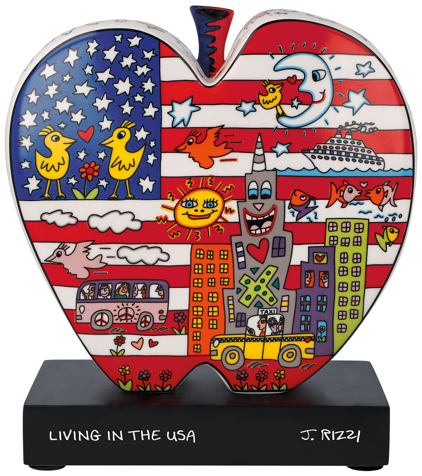 Porzellanobjekt "Living in the USA" von James Rizzi