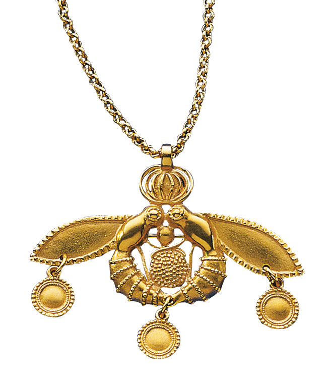 Anhänger / Brosche ‚Minoische Bienen‘ mit Halskette, Schmuck