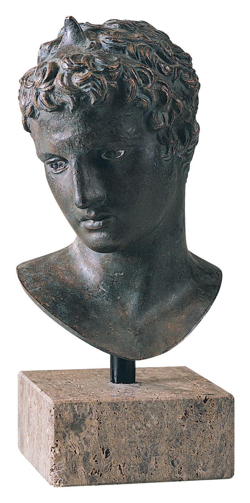 Praxiteles: Kopf des Epheben von Marathon, Kunstbronze, Skulptur