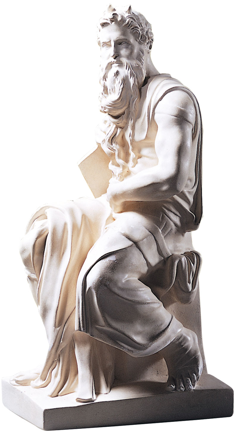 Michelangelo Buonarroti: Skulptur ‚Moses‘ (1513-16), Reduktion in Kunstmarmor