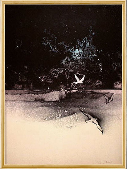 Bruno Bruni: Bild ‚Ein Seestück‘ (1975), gerahmt