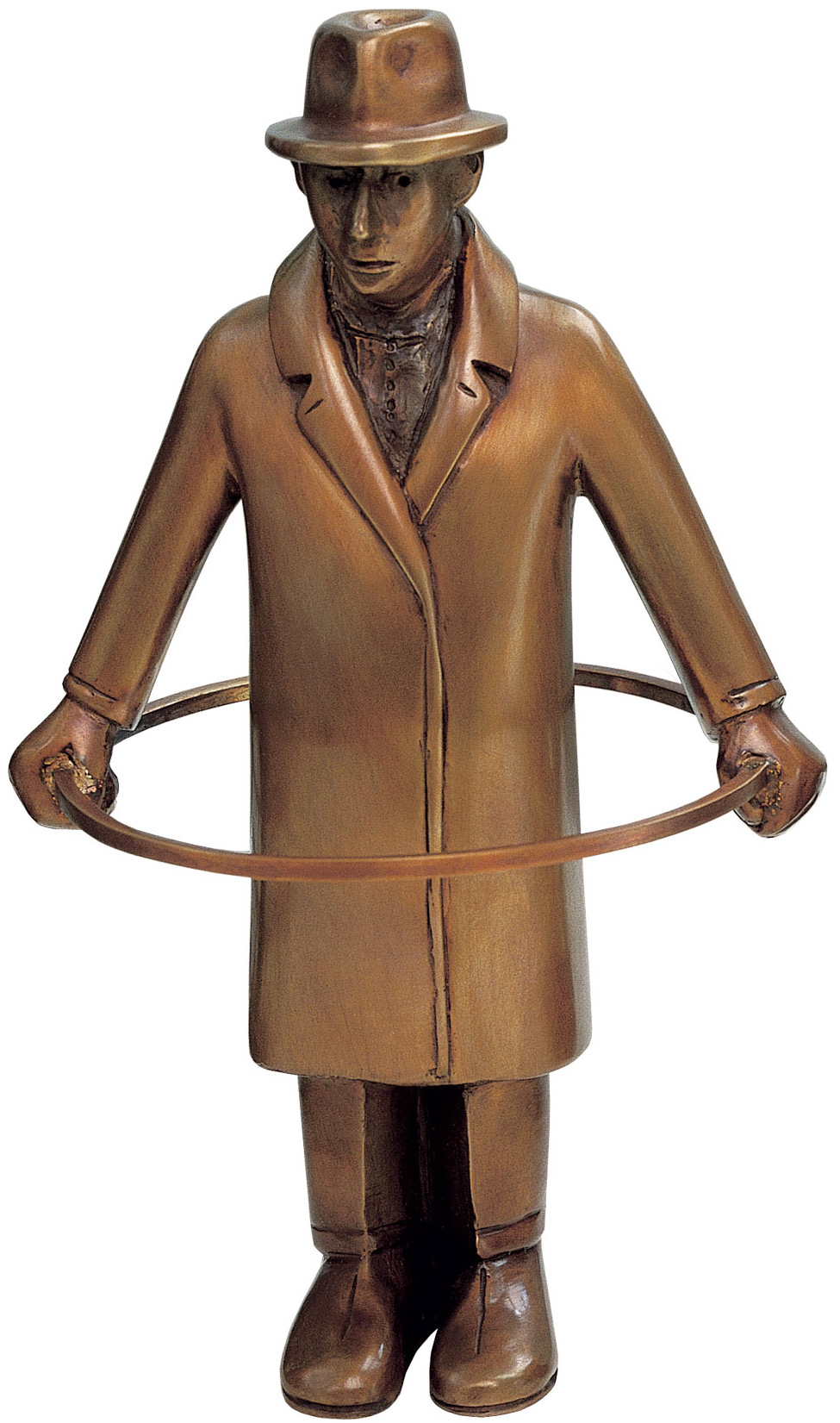 Siegfried Neuenhausen: Skulptur ‚Mann mit Reifen – Noli me tangere!‘, Bronze