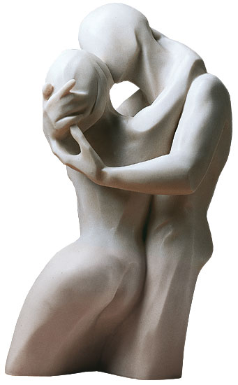 Bernard Kapfer: Skulptur ‚Der Kuss‘, Version in Kunstmarmor
