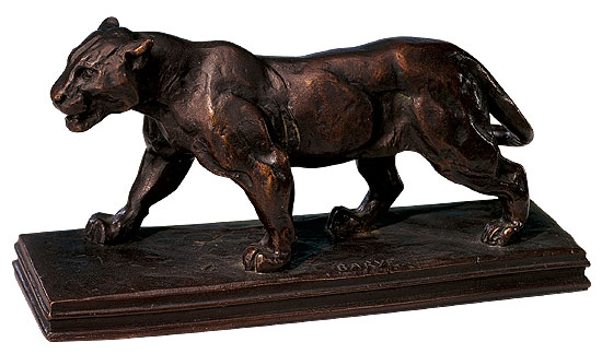 Antoine-Louis Barye: Skulptur ‚Schreitende Löwin‘ (1900), Metallguss