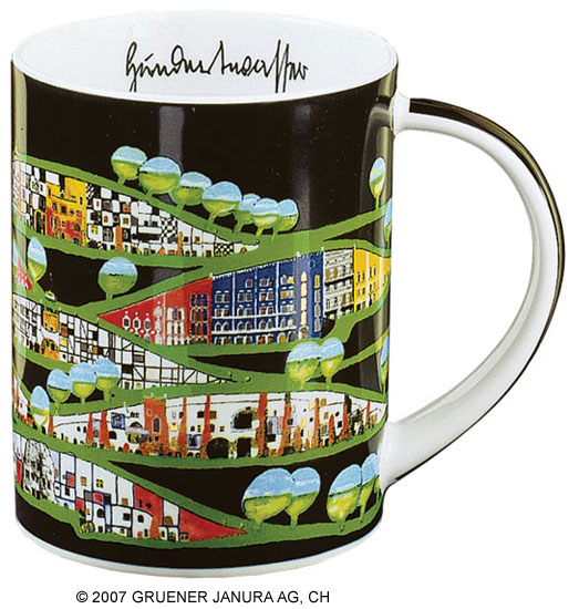 Friedensreich Hundertwasser: Magic Mug ‚Rogner-Bad Blumau‘, Porzellan
