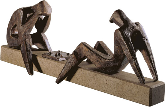 Sepp Mastaller: Skulptur ‚Die Schachspieler‘, Bronze
