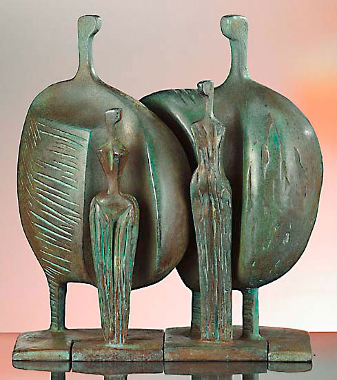 Itzik Benshalom: Skulpturengruppe ‚La Familia‘, Version in Kunstbronze