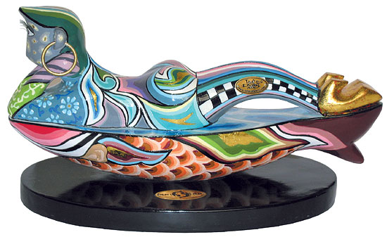 Tom’s Drag: Sternzeichen-Skulptur ‚Fisch/Pisces‘ (20.2.-20.3.), Kunstmarmor handbemalt