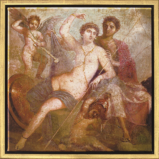 Wandmalerei aus Pompeji: Bild ‚Mars und Venus‘, gerahmt
