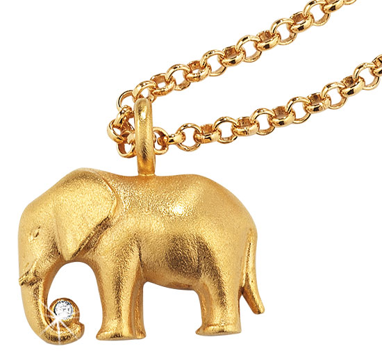 Christiane Wendt: Collier ‚Glückselefant‘, Version vergoldet, Schmuck