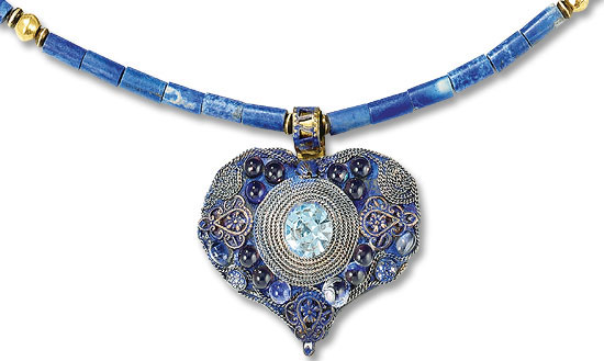 Petra Waszak: Herz-Collier ‚Hommage à Emilie‘ – nach Gustav Klimt, Schmuck
