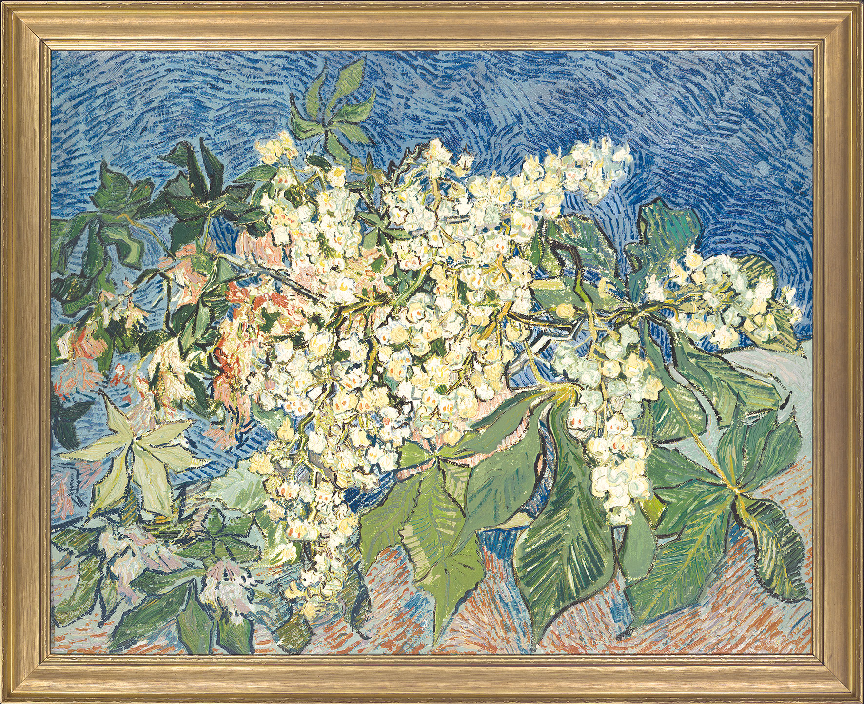 Vincent van Gogh: Bild 'Blühender Kastanienzweig', gerahmt