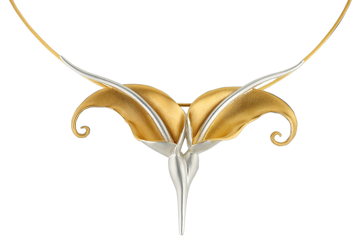 Christiane Wendt: ‚Aron Collier‘, Version Silber teilvergoldet, Schmuck