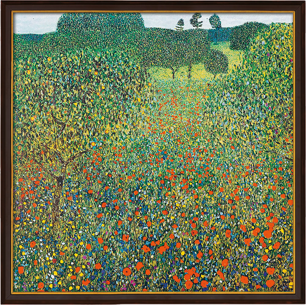 Gustav Klimt: Bild 'Feld mit Mohn' (1905), gerahmt