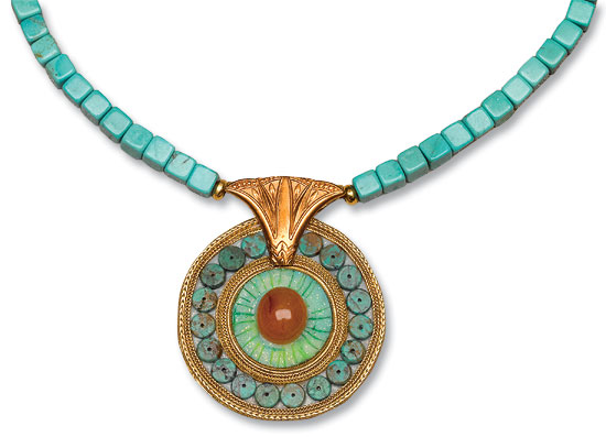 Petra Waszak: Türkis-Collier ‚Lotusblüte‘, Schmuck