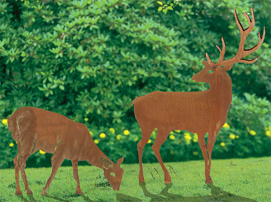 Gartenstecker “Hirsch und Hirschkuh” aus Eisen, rostfarben