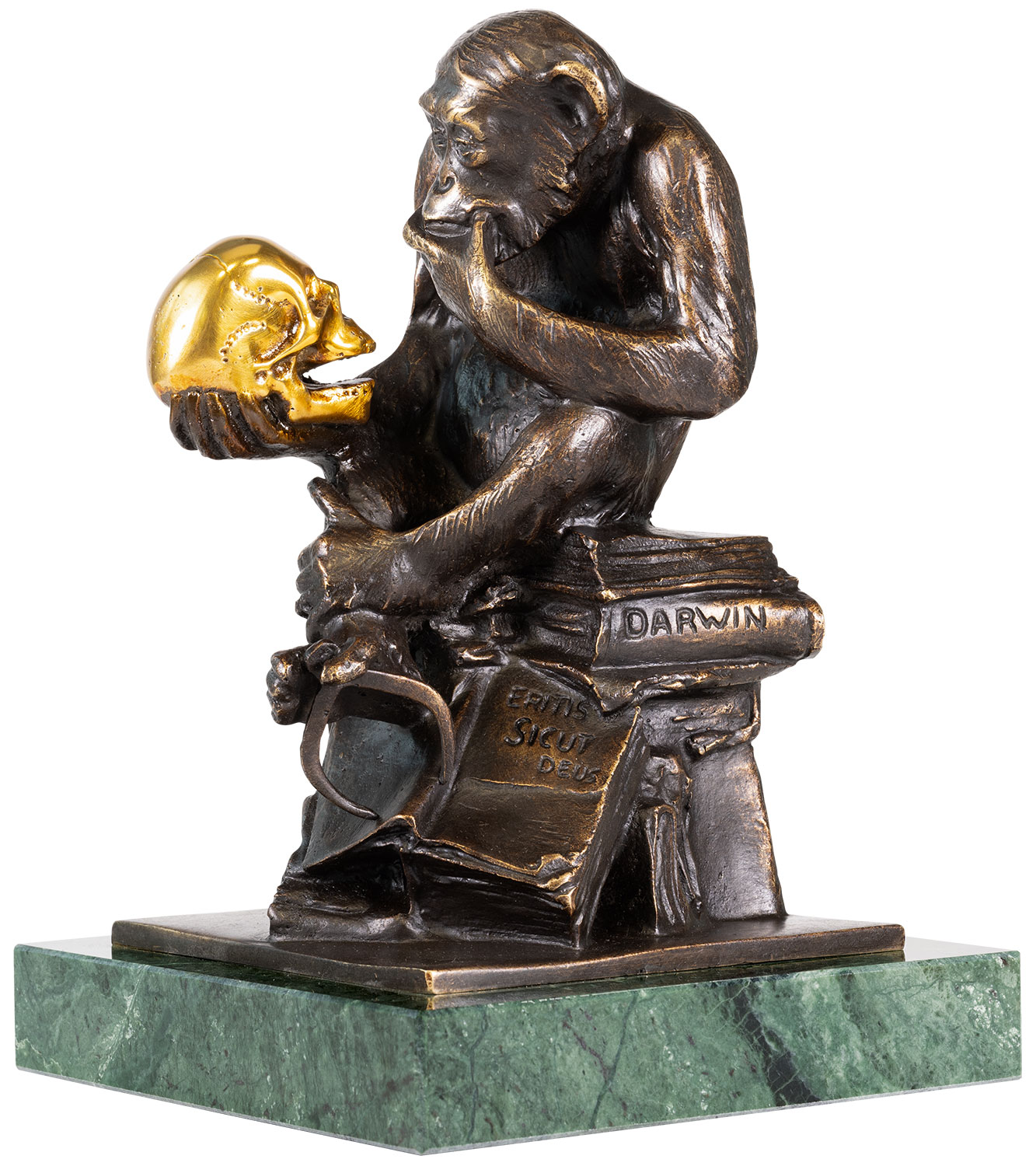 Wolfgang Hugo Rheinhold: Skulptur ‚Affe mit Schädel‘ (1892-93), Version in Bronze