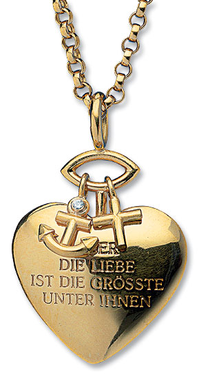 Christiane Wendt: Herz-Anhänger ‚Glaube, Liebe, Hoffnung‘ mit Kette