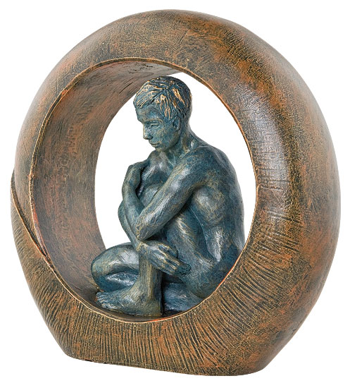 Angeles Anglada: Skulptur ‚Saturn‘, Kunstguss Steinoptik