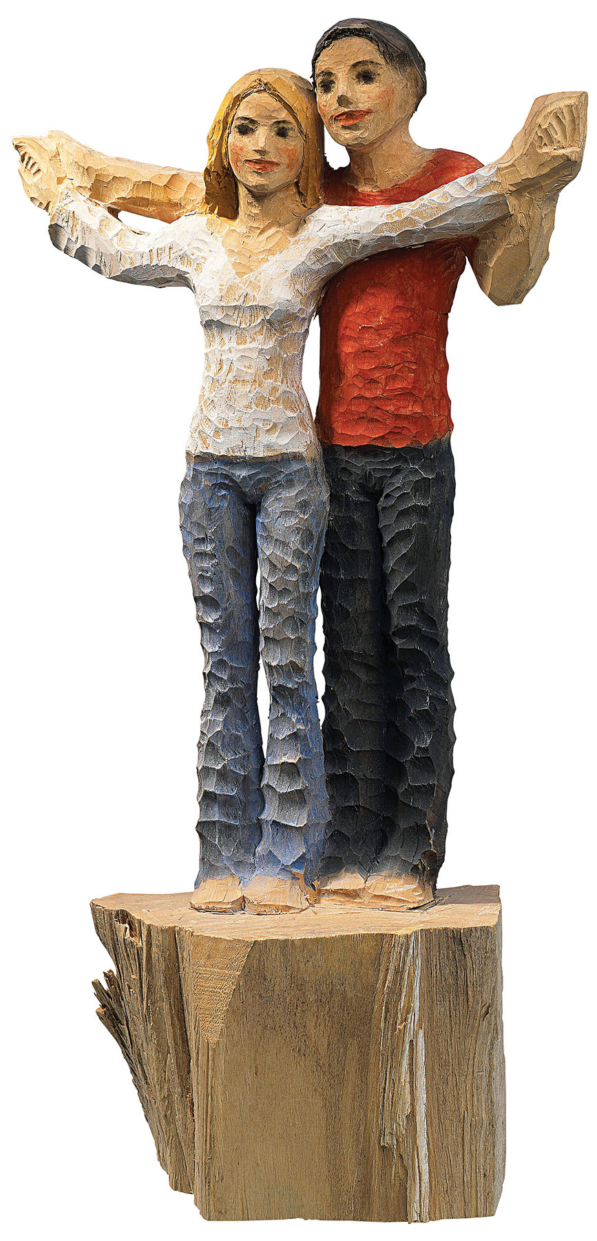 Michael Pickl: Skulptur ‚Liebespaar‘, Kunstguss Holzfinish