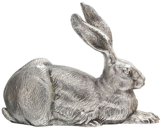 Ottmar Hörl: Skulptur ‚Dürer-Hase‘, Version Bronze versilbert