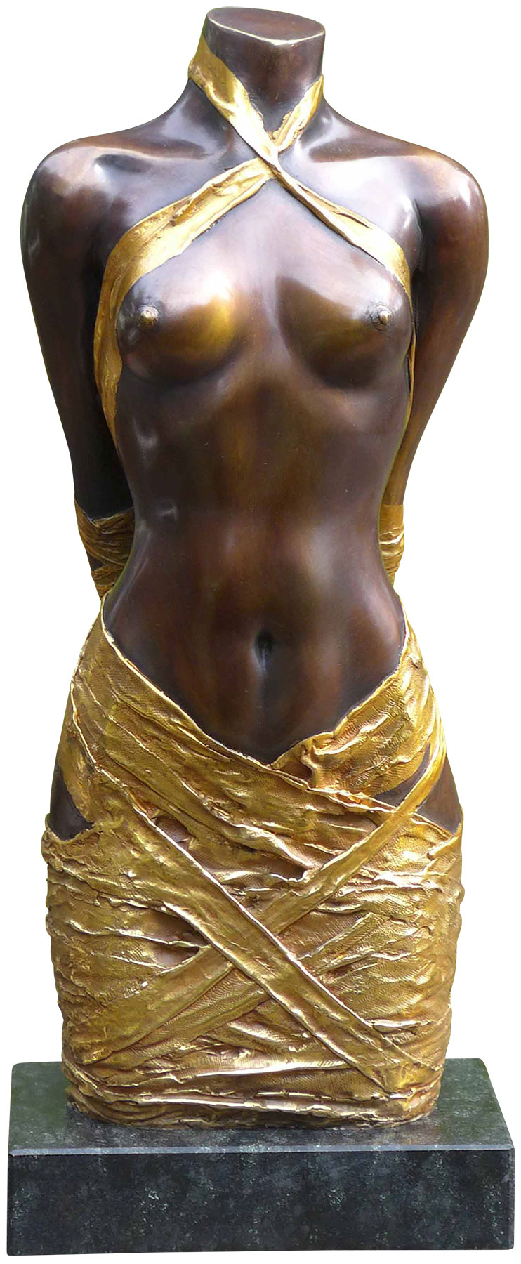 Willi Kissmer: Skulptur ‚Draperie II‘, Version in Bronze teilvergoldet