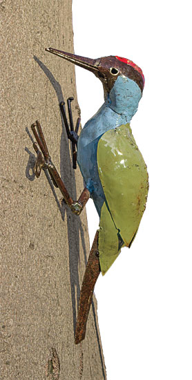 Wilson Bhire: Gartenfigur ‚Specht‘, Gartenskulptur