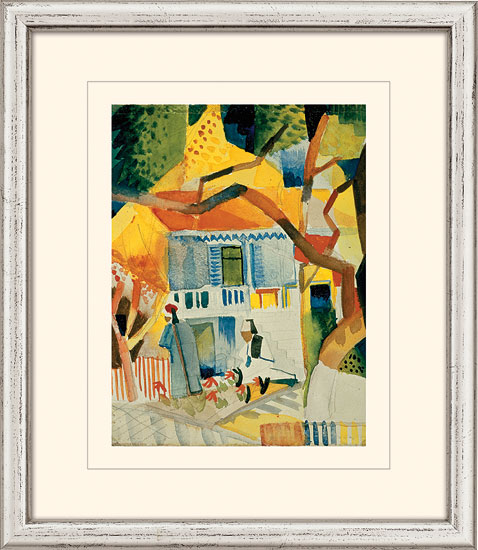 August Macke: Bild ‚Innenhof des Landhauses in St. Germain‘ (1914), gerahmt