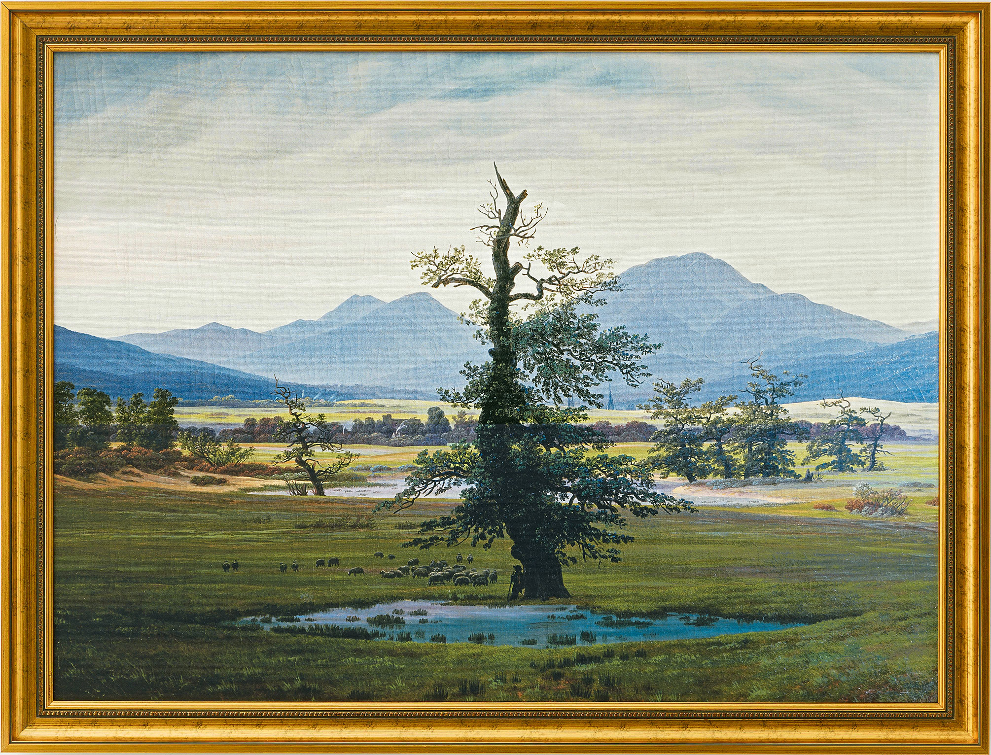 Caspar David Friedrich: Bild ‚Der einsame Baum‘ (1822), gerahmt