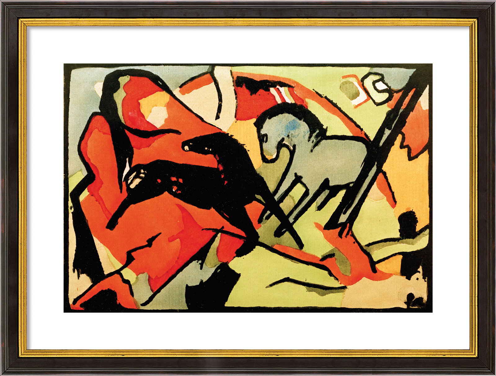 Franz Marc: Bild ‚Zwei Pferde‘ (1911/12), gerahmt