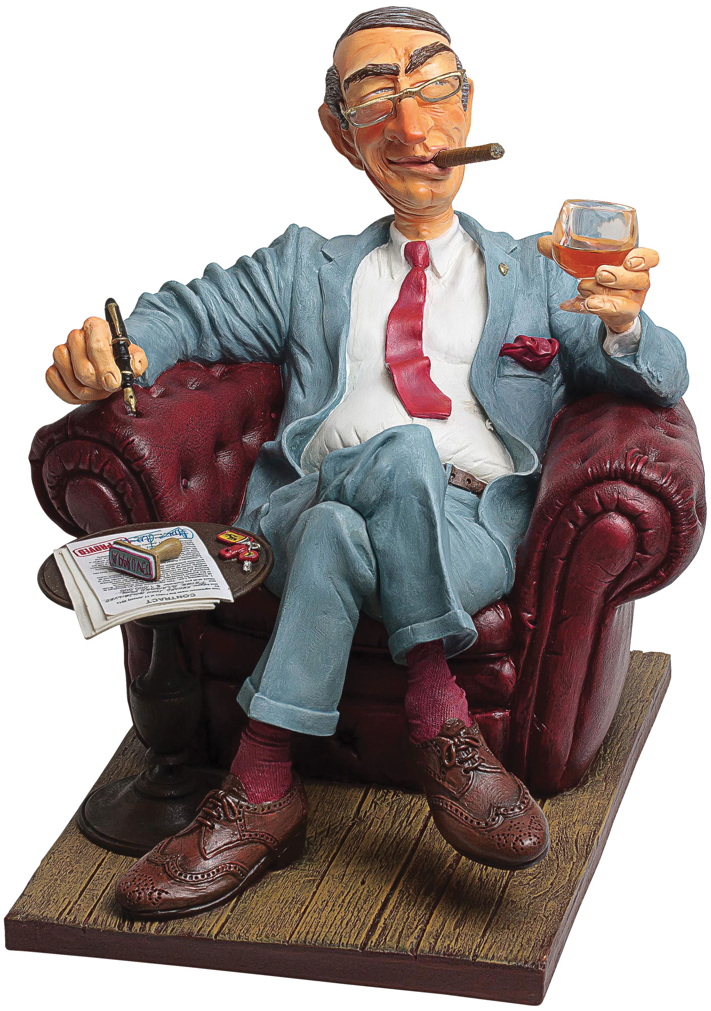 Guillermo Forchino: Karikatur ‚Big Boss‘, Kunstguss handbemalt, Skulptur