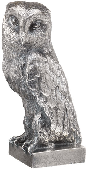 Ottmar Hörl: Skulptur ‚Eule‘, Version versilbert