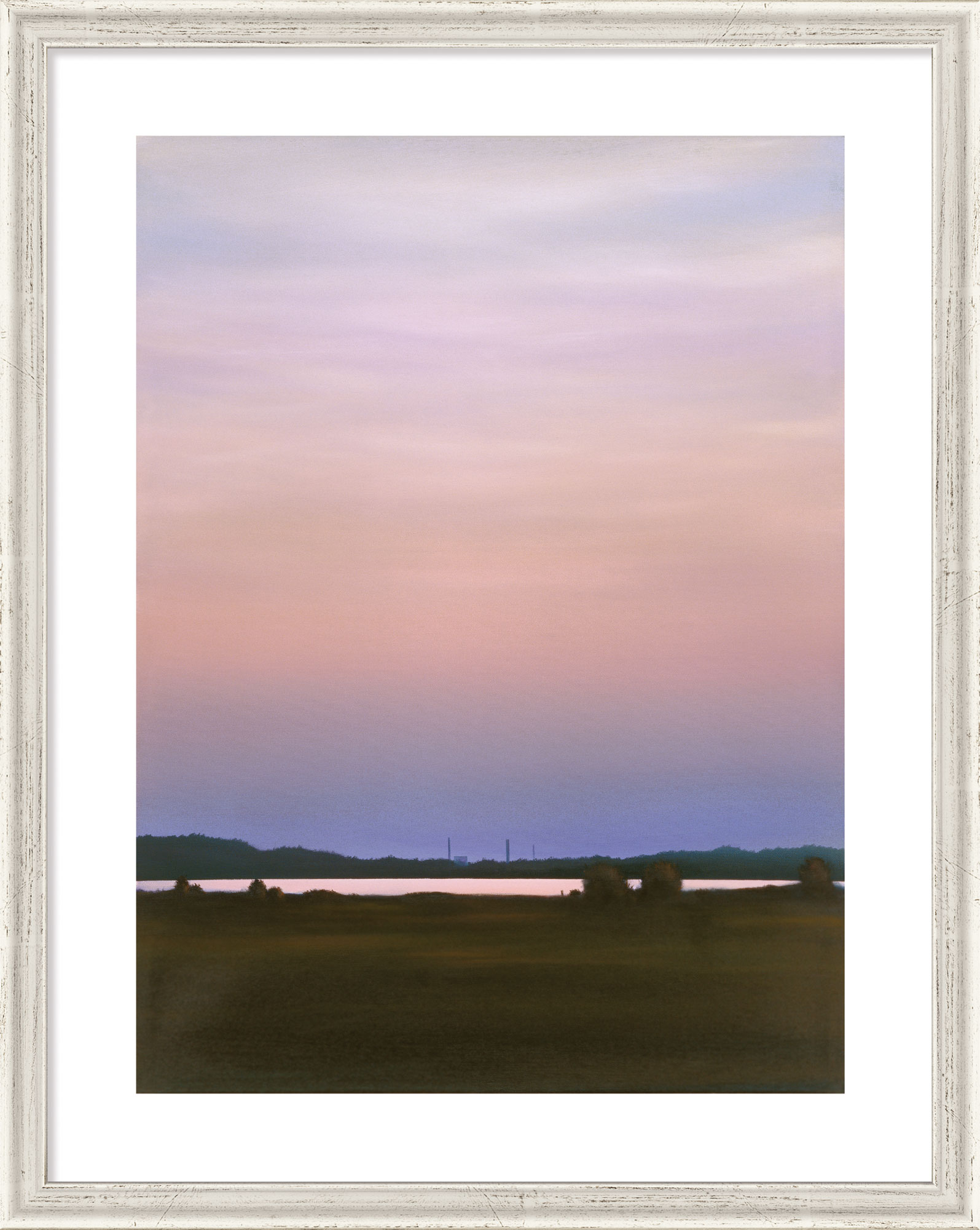Johann Hinger: Bild ‚Abendstimmung am Rhein‘, gerahmt