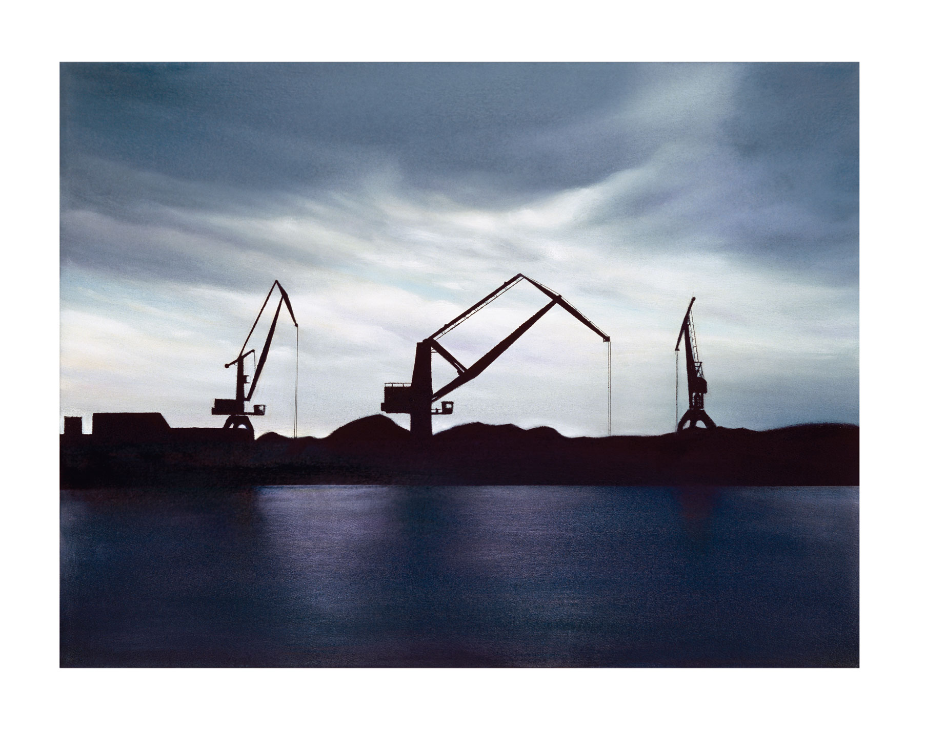 Johann Hinger: Bild ‚Industriehafen im Gegenlicht‘, ungerahmt