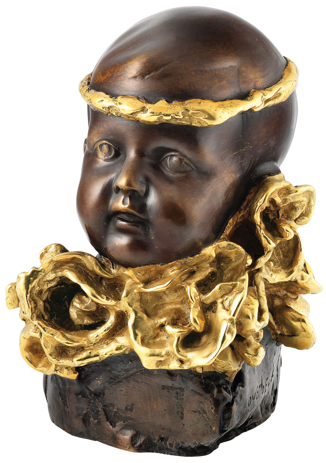 Cyrus Overbeck: Skulptur ‚Junge mit goldenem Stirnband‘, Bronze teilvergoldet