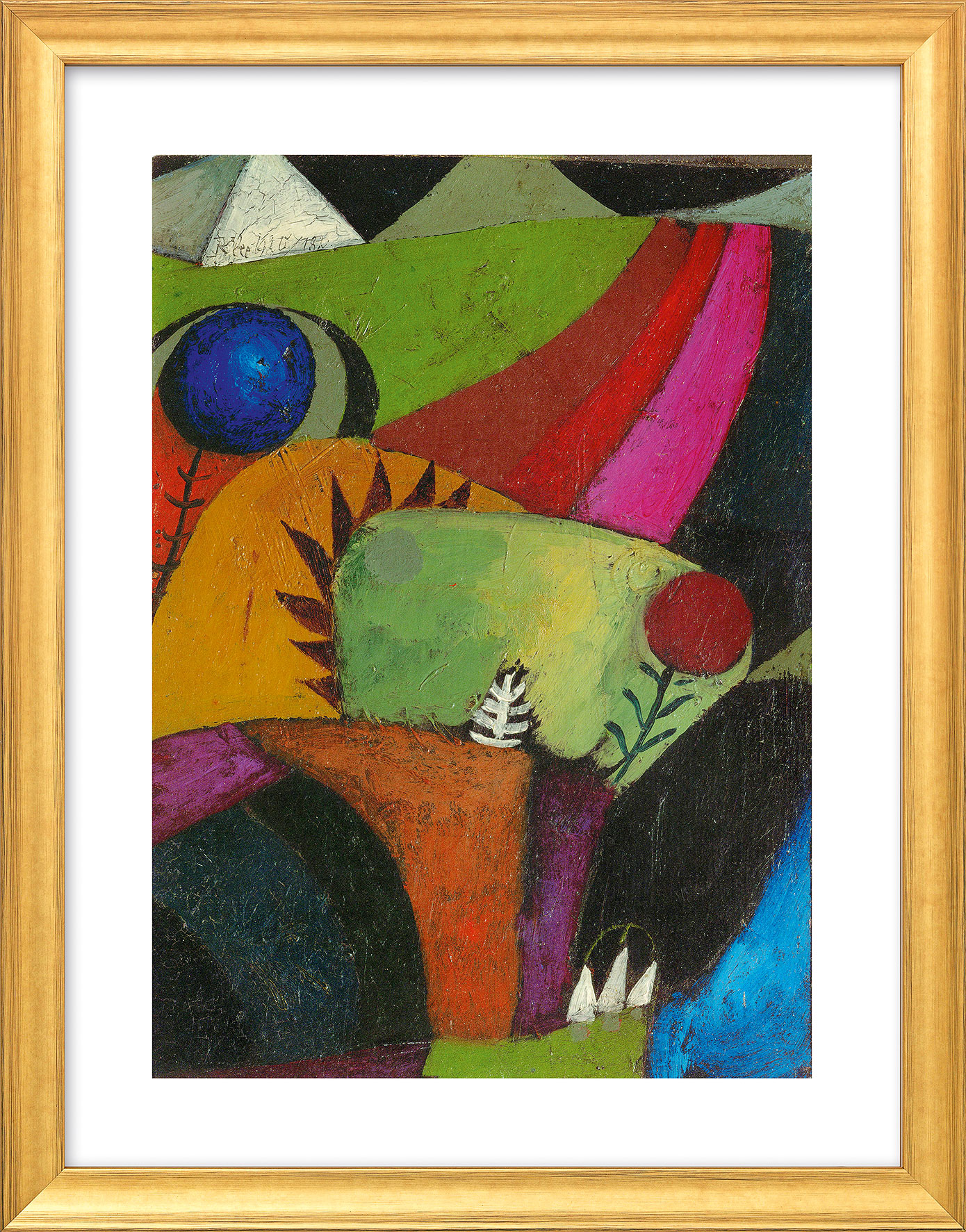 Paul Klee: Bild ‚Drei weiße Glockenblumen‘ (1920), gerahmt