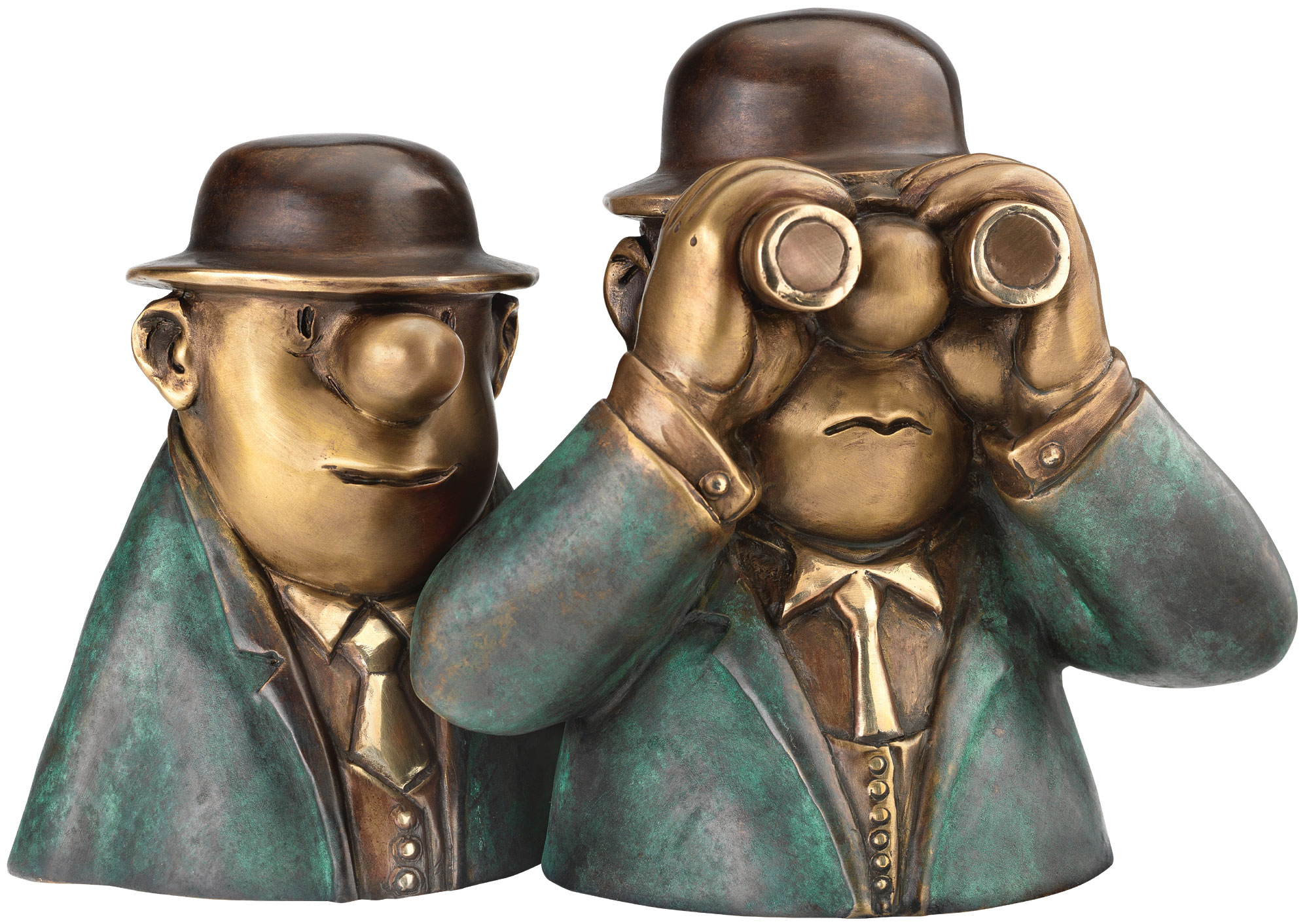 Loriot: Skulptur ‚Herren auf der Rennbahn‘, Version in Bronze