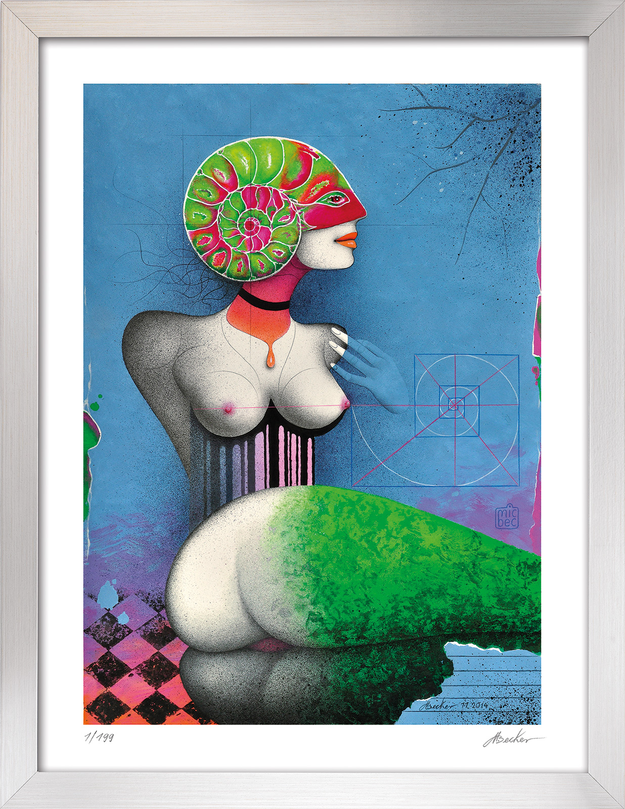 Michael Becker: Bild ‚Ammonite im Herbst‘, gerahmt, Skulptur