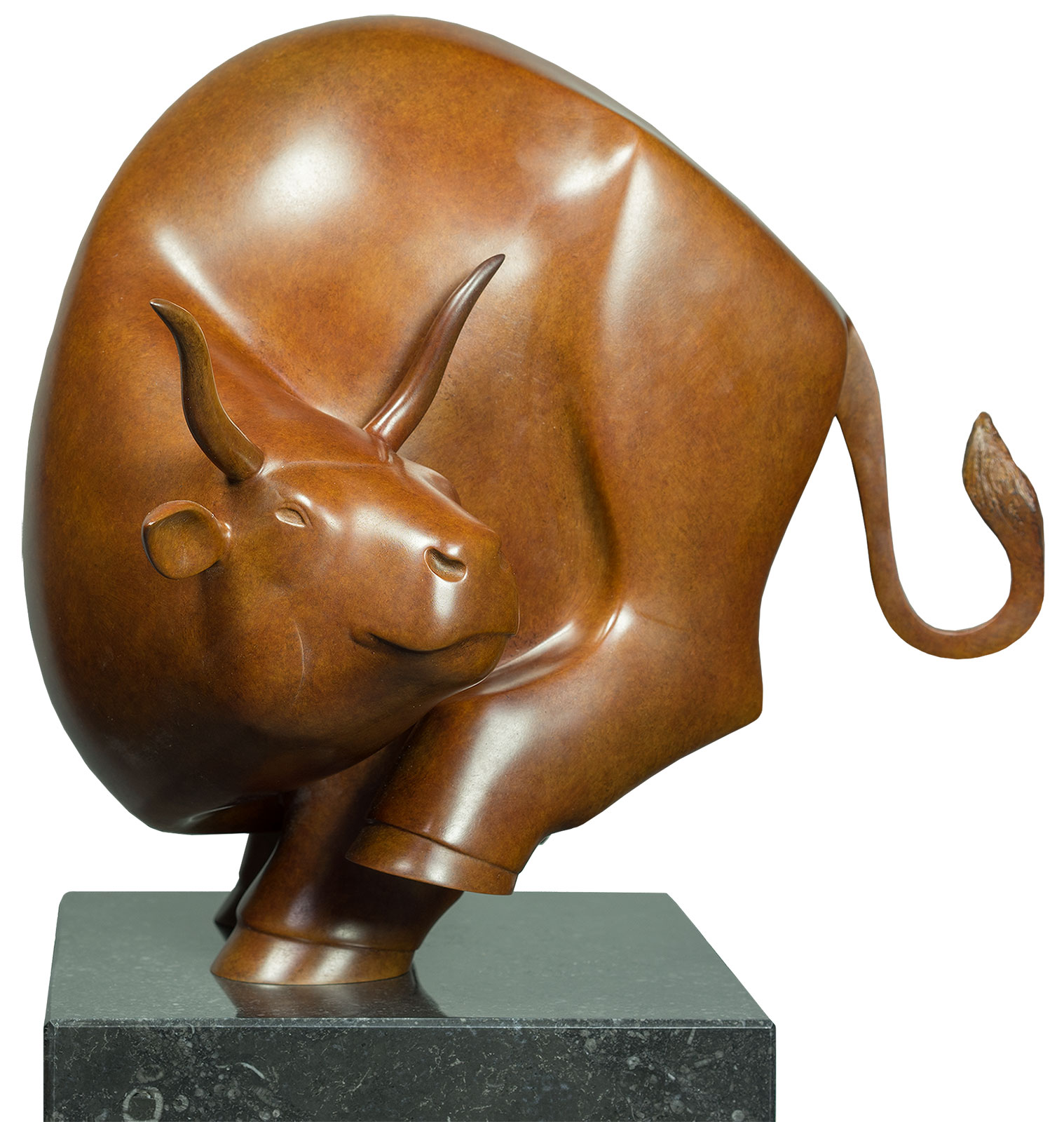 Evert den Hartog: Skulptur ‚Stier‘, Bronze braun