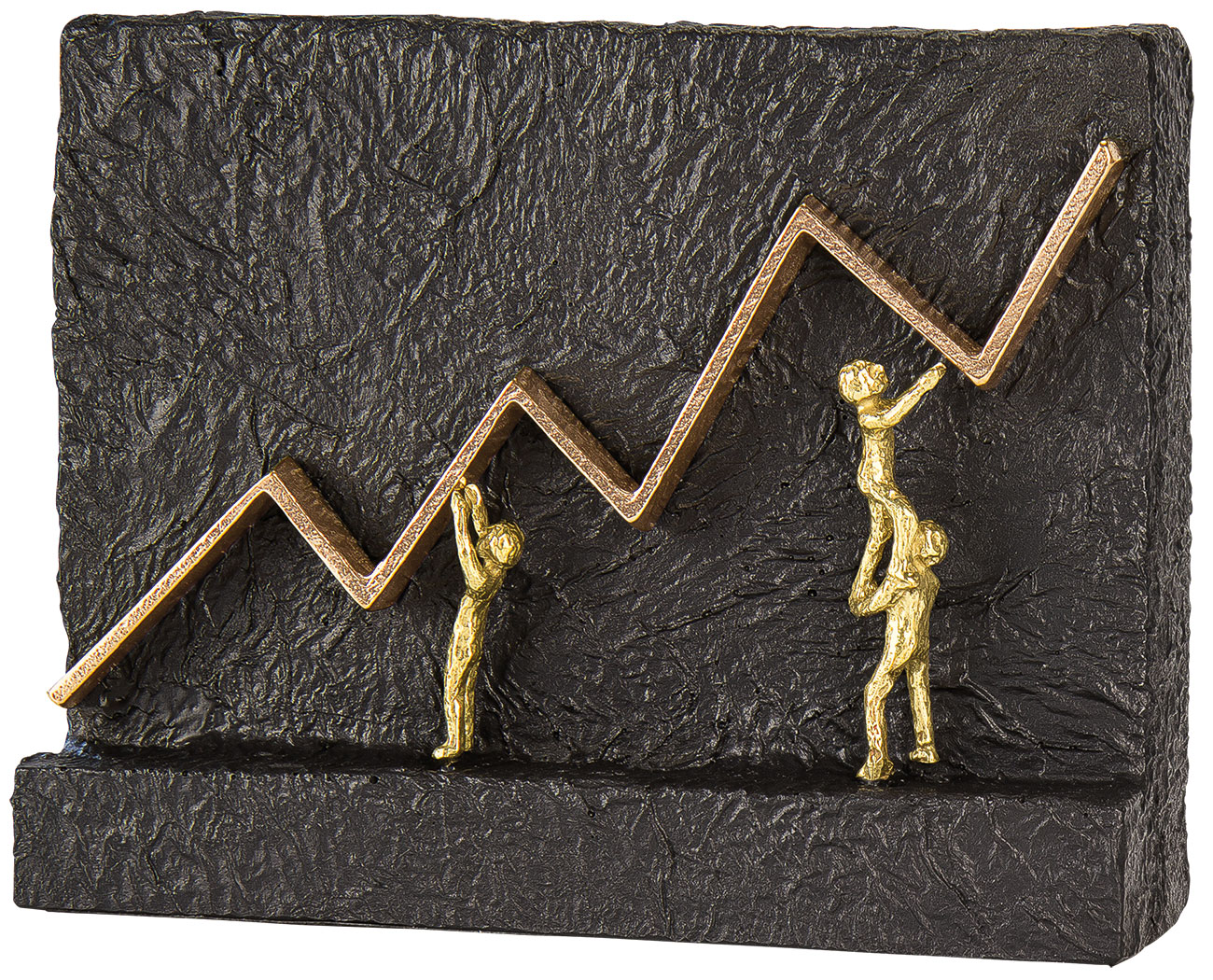 Kerstin Stark: Skulptur ‚Mit vereinten Kräften zum Erfolg‘, Bronze mit Kunststein