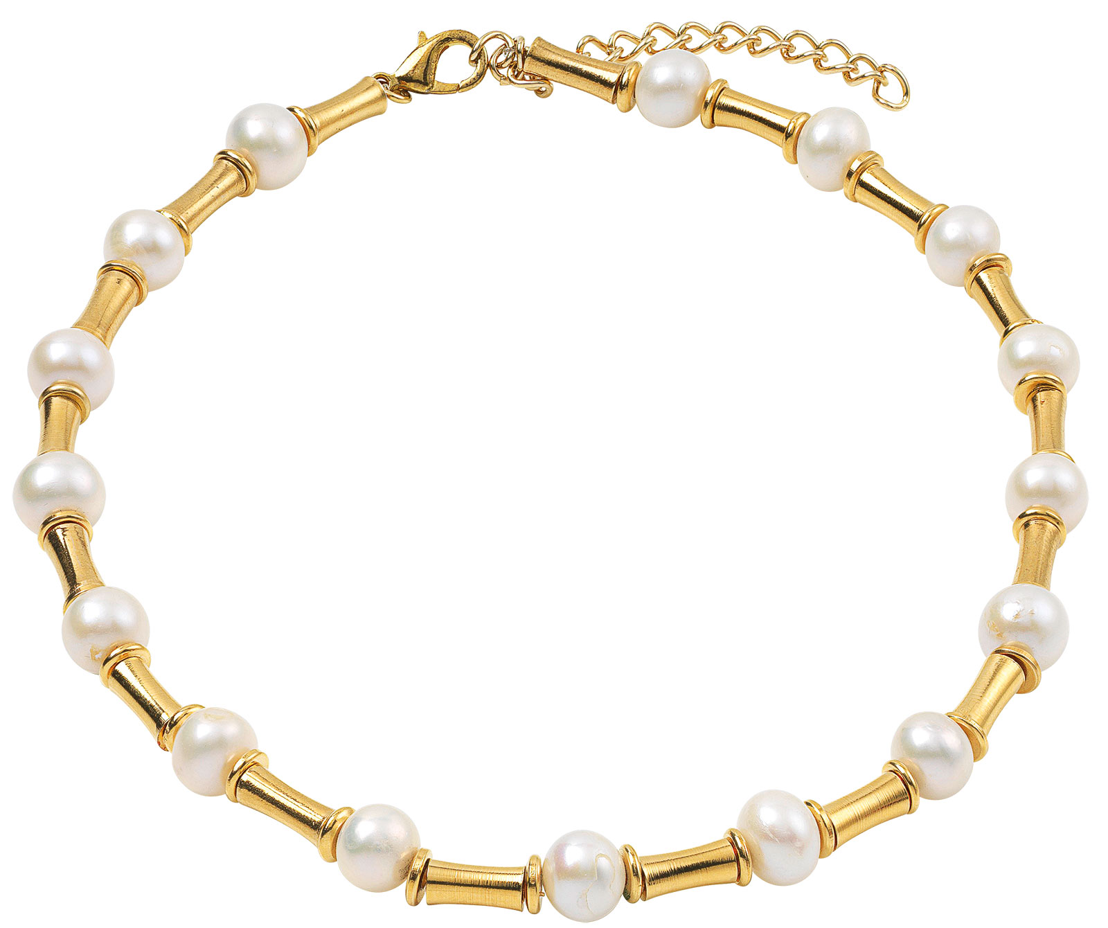 Petra Waszak: Collier ‚Pharao weiß‘ mit Zuchtperlen, Schmuck